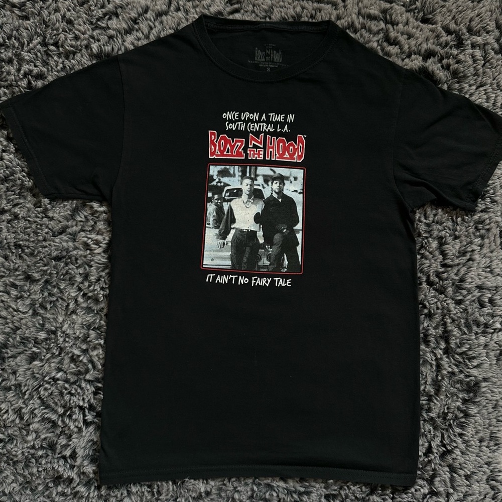 Black Graphic Tee with Boyz n the Hood Design